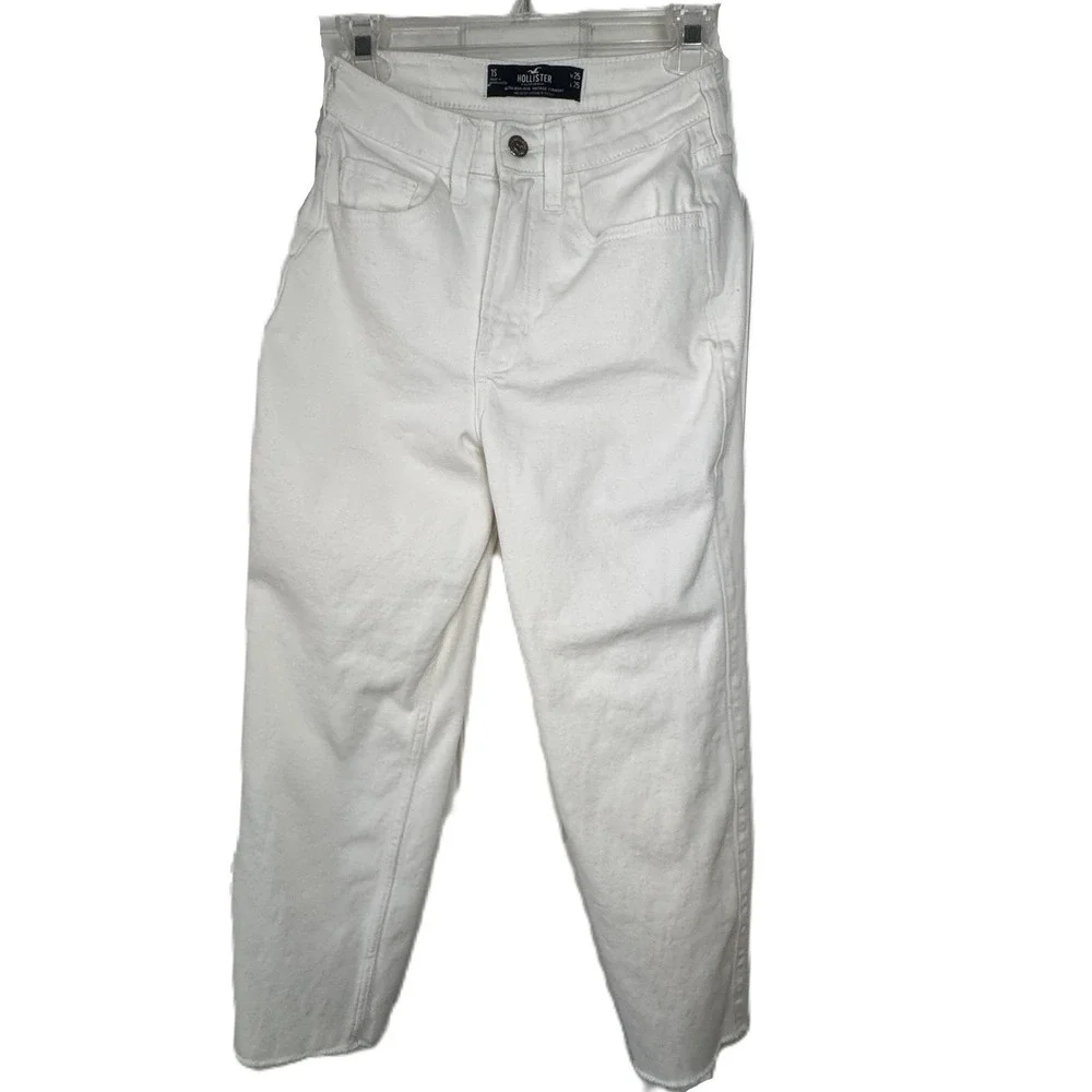 Hollister‎ Ultra High Rise Vintage Straight Jeans 1S W25 L25 White Denim Ankle